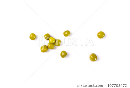 Canned Green Peas Isolated, Sweet Pea Pile, Cooked Legume, Protein Source, Healthy Vegan Food Canned Green Peas Isolated, Sweet Pea Pile, Cooked Legume, Protein Source, Healthy Vegan Food 107708472