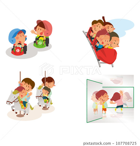 一家人享受遊樂園的插圖集 107708725