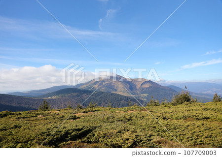 Mount Hoverla hanging peak of the Ukrainian Carpathians against the background of the sky Mount Hoverla hanging peak of the Ukrainian Carpathians against the background of the sky 107709003
