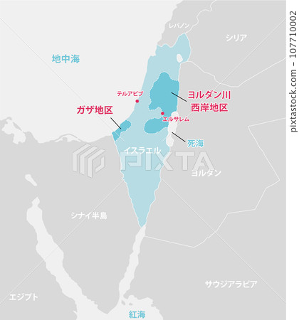 Palestine issue (Israel, Palestine, Gaza Strip) vector map illustration 107710002