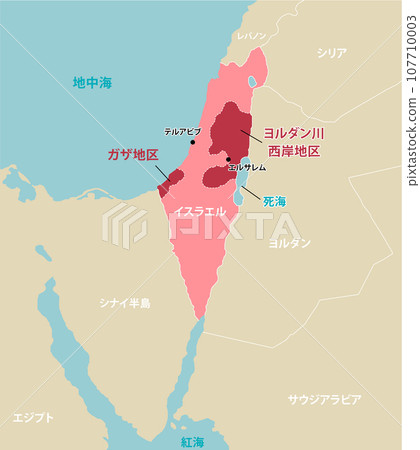 Palestine issue (Israel, Palestine, Gaza Strip) vector map illustration 107710003