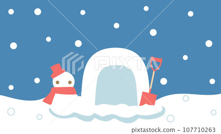 鎌倉和雪達摩的冬季風格插圖,長寬比 16:9 版本 鎌倉和雪達摩的冬季風格插圖,長寬比 16:9 版本 107710263