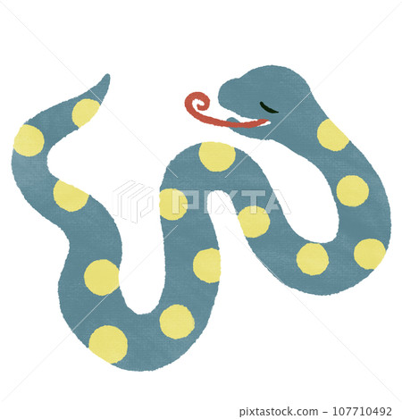 Polka dot snake Snake closing its eyes (with texture) 107710492