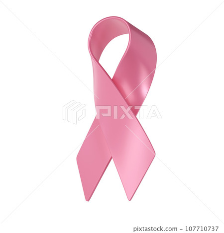 3d icon pink ribbon in the breast cancer awareness month. Medical illustration symbol 3d icon pink ribbon in the breast cancer awareness month. Medical illustration symbol 107710737
