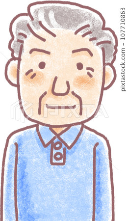 Pastel person_elderly man_grandpa_front facing_serious face 107710863