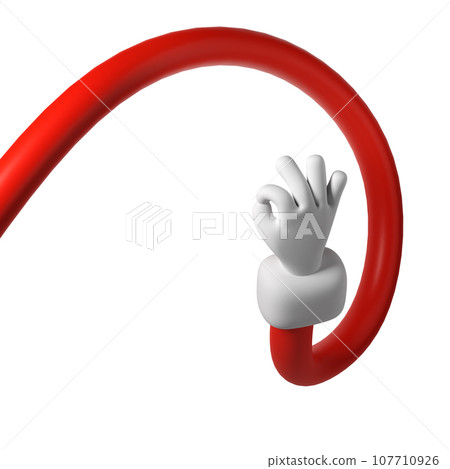 Cute cartoon 3D hand making OK gesture of Santa Claus Christmas icon. Style shows okay sign rendering. Business clip art on white background illustration Cute cartoon 3D hand making OK gesture of Santa Claus Christmas icon. Style shows okay sign rendering. Business clip art on white background illustration 107710926