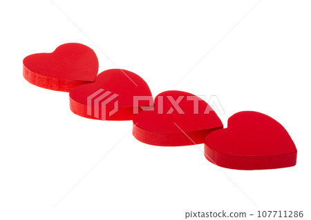 red hearts isolated 107711286