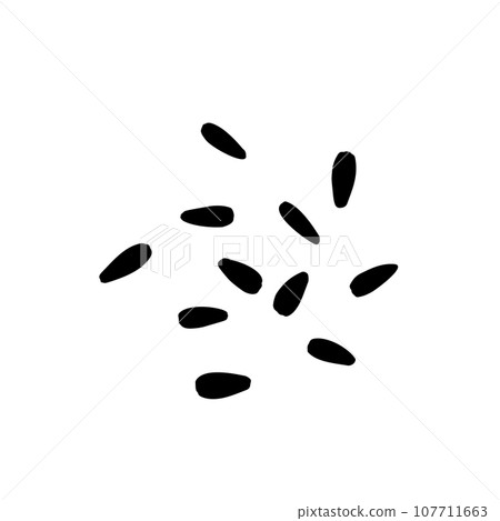 Sunflower Seed Icons, Scattered Sunflower Seeds Symbol, Sun Flower Grains Silhouette, Edible Oil Seeds 107711663