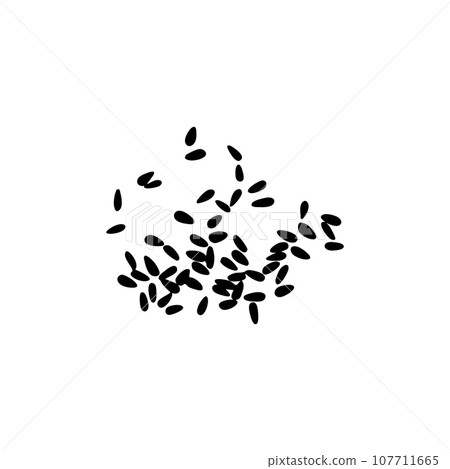 Sunflower Seed Icons, Scattered Sunflower Seeds Symbol, Sun Flower Grains Silhouette, Edible Oil Seeds 107711665