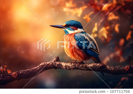 colorful fantasy little bird. Neural network AI generated 107711708