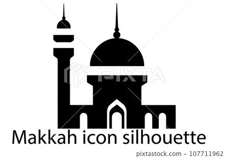 Kaaba in Mecca Saudi Arabia geometric pattern icon for greeting background of Hajj, vector Silhouette 107711962