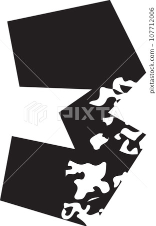 Display alphabet grunge corner paper cut font number 3 three Display alphabet grunge corner paper cut font number 3 three 107712006