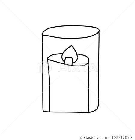 Hand drawn line vector burning candle icon. Christmas advent outline illustration for greeting card, web design isolated holiday invitation 107712059