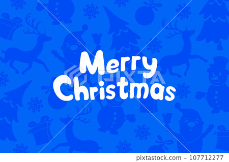 Silhouette of Santa Claus, Christmas tree and gifts on a blue background. Christmas background Silhouette of Santa Claus, Christmas tree and gifts on a blue background. Christmas background 107712277