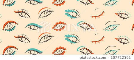 Backgroung human eyes, hand drawn vector Backgroung human eyes, hand drawn vector 107712591