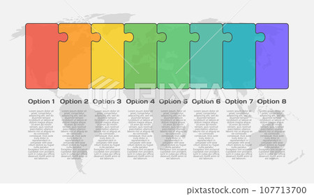 Eight piece line infographic jigsaw puzzle process 107713700