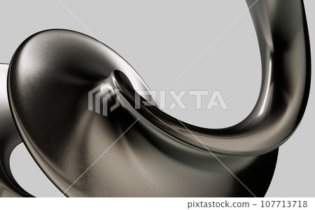 Abstract beautiful modern illustration of flowing swirl, twisted pipe in gradient metallic gray color on a gray background. Modern header with light slate gray, pastel gray and dark slate gray colors 107713718