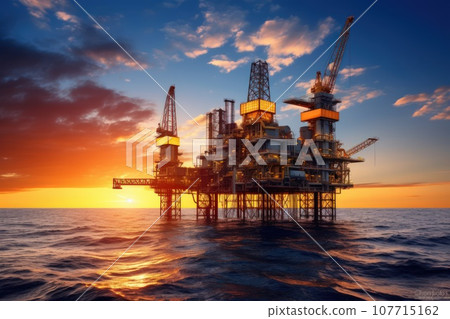 Offshore drilling for gas and petroleum. Oil platform oil rig or offshore platform. Offshore drilling for gas and petroleum. Oil platform oil rig or offshore platform. 107715162