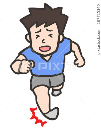 A man twisted his leg while running. A man twisted his leg while running. 107715340