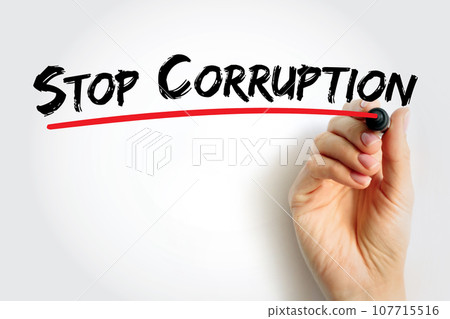 Stop Corruption text quote, concept background Stop Corruption text quote, concept background 107715516