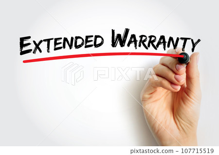 Extended Warranty - policies that extend the warranty period of consumer durable goods beyond what is offered by the manufacturer, text concept background 107715519