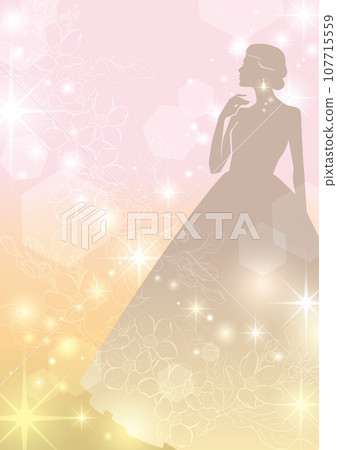 Profile silhouette of a woman wearing a dress yellow gradient background Profile silhouette of a woman wearing a dress yellow gradient background 107715559