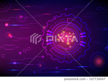 Gear mechanical engineering circuit board technology networking communication online abstract backgrounds vector illustration 107716047