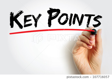 Key points - of spoken or written text are the most important points, text concept background Key points - of spoken or written text are the most important points, text concept background 107716057