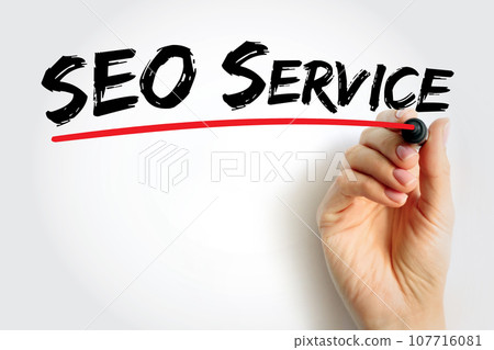 SEO Service - digital marketing service that improve rankings in search results for keywords, text concept background 107716081