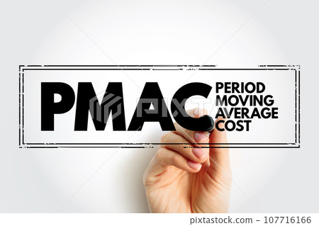 PMAC Period Moving Average Cost - total cost of the items purchased divided by the number of items in stock, stamp acronym text concept background 107716166