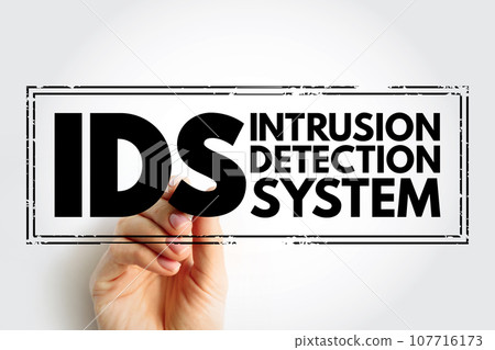 IDS - Intrusion Detection System is a device or software application that monitors a network or systems for malicious activity or policy violations, stamp acronym text concept background 107716173