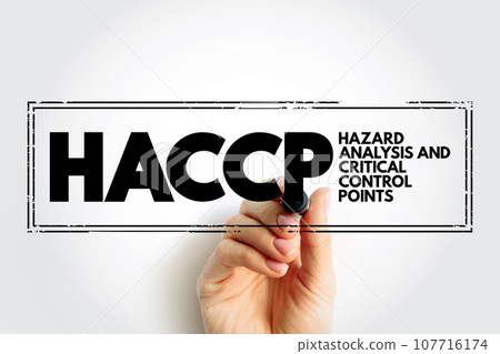 HACCP - Hazard Analysis and Critical Control Points stamp acronym, concept background 107716174