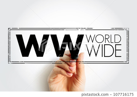 WW - World Wide stamp acronym, business concept background 107716175