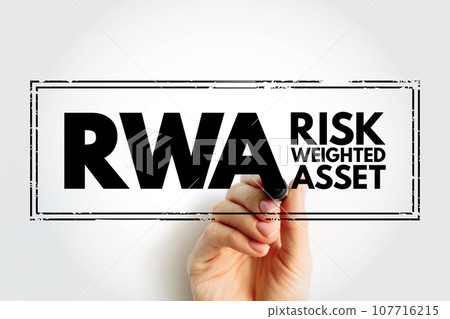 RWA Risk Weighted Asset - bank's assets or off-balance-sheet exposures, weighted according to risk, acronym text concept stamp 107716215