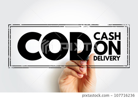 COD Cash On Delivery - sale of goods by mail order where payment is made on delivery rather than in advance, acronym text concept stamp 107716236