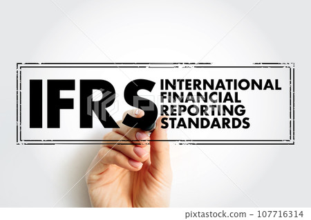 IFRS International Financial Reporting Standards - set of accounting rules for the financial statements of public companies, acronym text concept stamp IFRS International Financial Reporting Standards - set of accounting rules for the financial statements of public companies, acronym text concept stamp 107716314