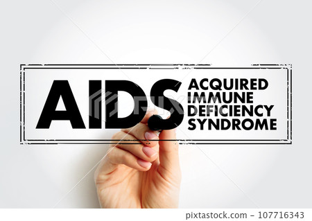AIDS - Acquired Immune Deficiency Syndrome acronym, health concept stamp AIDS - Acquired Immune Deficiency Syndrome acronym, health concept stamp 107716343