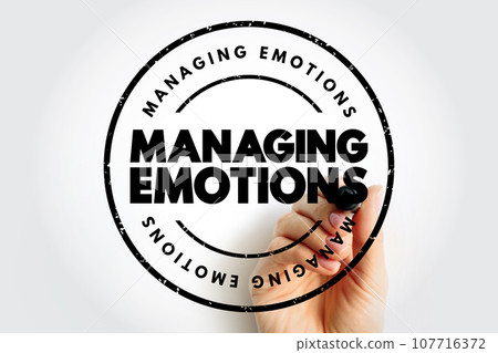 Managing Emotions text stamp, concept background Managing Emotions text stamp, concept background 107716372