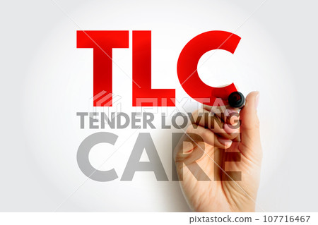 TLC - Tender Loving Care acronym, concept background 107716467