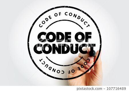 Code Of Conduct text stamp, concept background 107716489