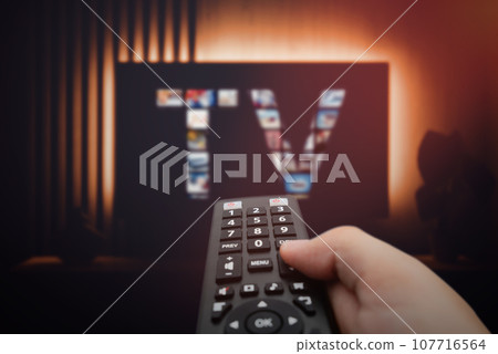Smart TV, watching television Smart TV, watching television 107716564