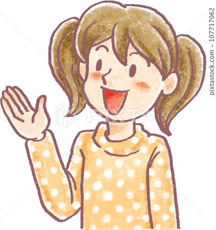 Crayon drawing style person_elementary school student_girl_guiding 107717062