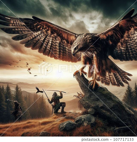 A hero who fights hawks in a grand game-like world 107717133