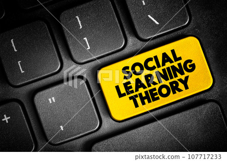 Social learning theory - learning process and social behavior which proposes that new behaviors can be acquired by observing and imitating others, text concept button on keyboard 107717233