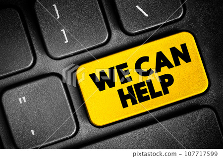 We Can Help text button on keyboard, concept background 107717599