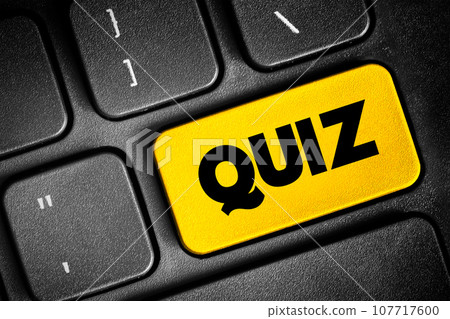 Quiz text button on keyboard, concept background 107717600