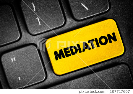Mediation text button on keyboard, concept background 107717607