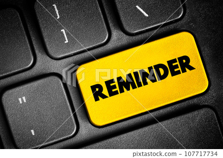 Reminder text button on keyboard, concept background 107717734
