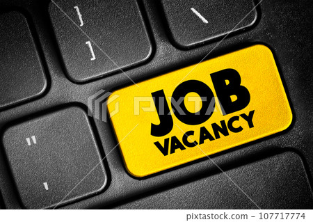 Job Vacancy text button on keyboard, concept background 107717774