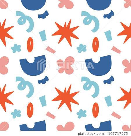 doodle art header with basic shapes and textures. Collage. Fun colorful seamless pattern. Creative minimalist style art background for children or trendy design doodle art header with basic shapes and textures. Collage. Fun colorful seamless pattern. Creative minimalist style art background for children or trendy design 107717975